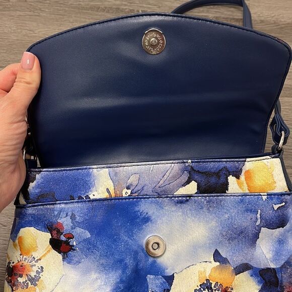 Sharif 1827 Watercolor Poppy Crossbody Bag Floral Print Like New - Picture 6 of 9